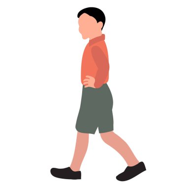 Beyaz arka plan, çocuk gider.