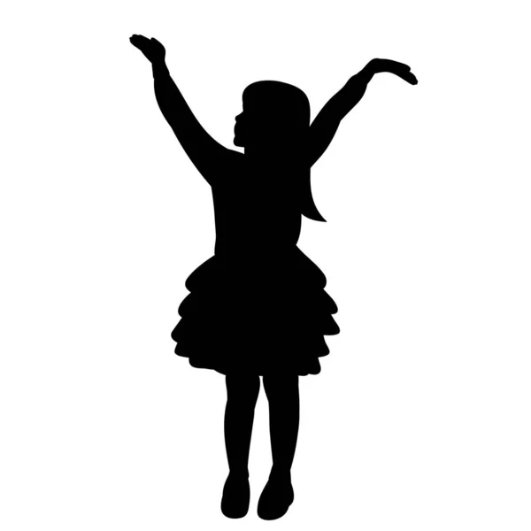 Silhouette Noire Enfant Réjouit — Image vectorielle