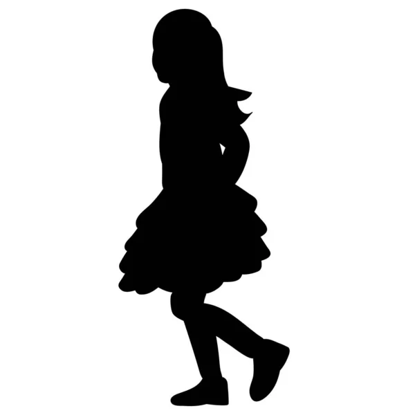 Silhouette Noire Enfant Venir — Image vectorielle