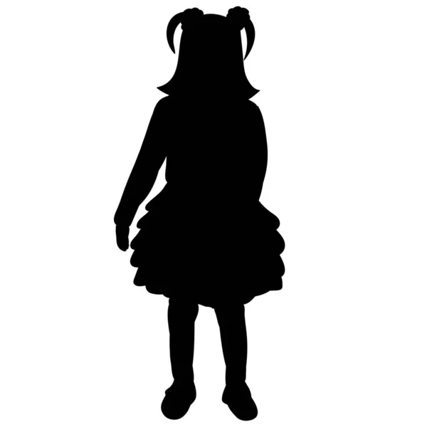 Vector White Background Silhouette Child Girl Dress — Stock Vector