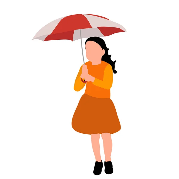 Faceless Child Girl Umbrella — Stock Vector