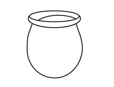 İzole edilmiş eski bir tencere çizimi.