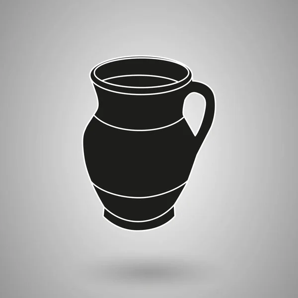 Klei Pot Silhouet Icoon — Stockvector