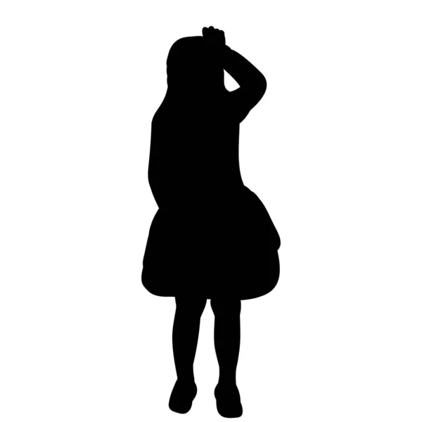 Silhouette Noire Une Enfant Fille — Image vectorielle