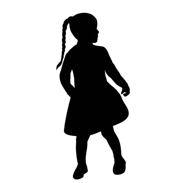 Vector White Background Silhouette Child Girl — Stock Vector