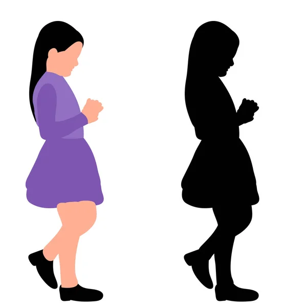 Silueta Sin Rostro Una Niña Caminando — Vector de stock