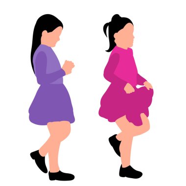 vektör, beyaz arka planda, yüzsüz bir çocuk silueti yürüyor