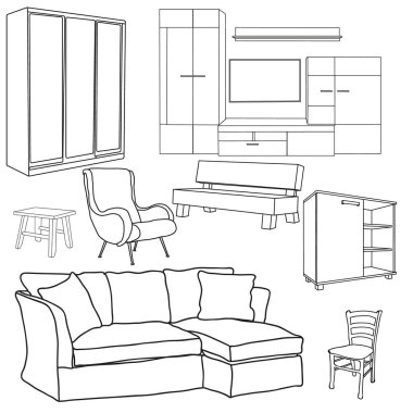 izole, mobilya takımı, çizim