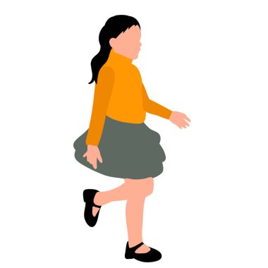 vektör, beyaz arkaplanda, yüzü olmayan çocuk, kız