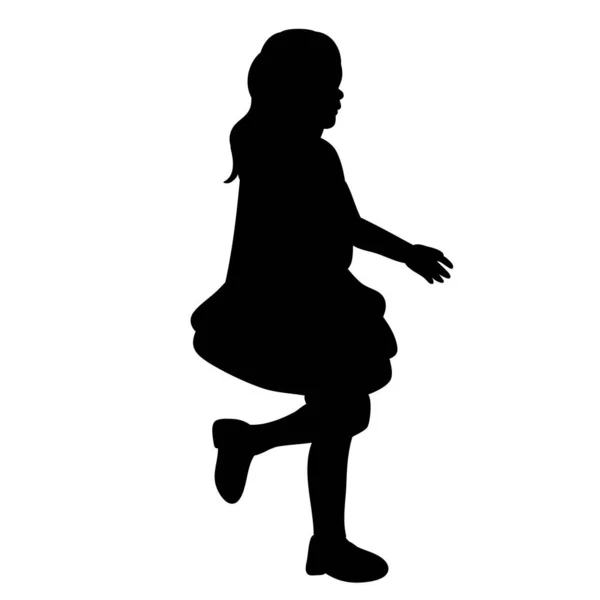 Fond Blanc Silhouette Noire Fille — Image vectorielle