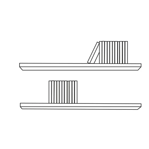 Vector Geïsoleerde Meubelplanken Met Boeken Schets — Stockvector