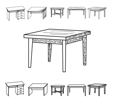 vektör, izole bir tablo çizimi, koleksiyon