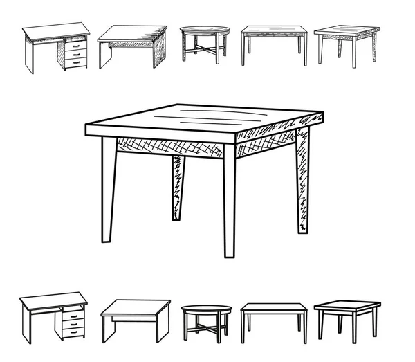 Vektor Isolierte Tischskizze Sammlung — Stockvektor