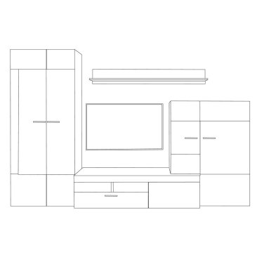 İzole edilmiş eşyalar komodin ve televizyon seti.