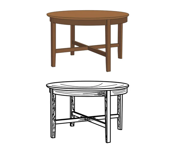 Table Ronde Croquis Une Table — Image vectorielle