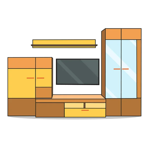 リビングルームの食器棚 テレビのための家具 — ストックベクタ
