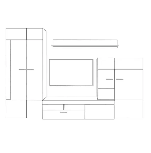 Изолированный Эскиз Мебели Прикроватный Столик Телевизор — стоковый вектор