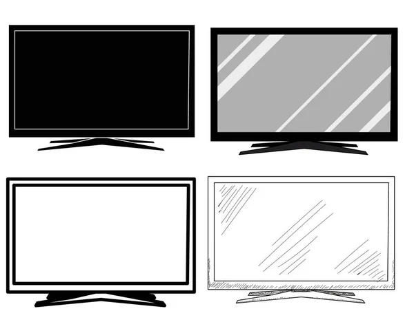 隔離されたテレビアウトラインセット — ストックベクタ