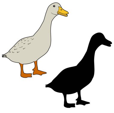 vektör izole kaz, ördek silueti simgesi