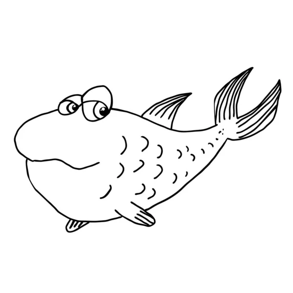 Character Fish Book Coloring — Stock Vector