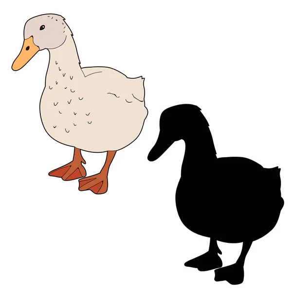 Vector Isolated Goose Duck Silhouette Icon — Stock Vector