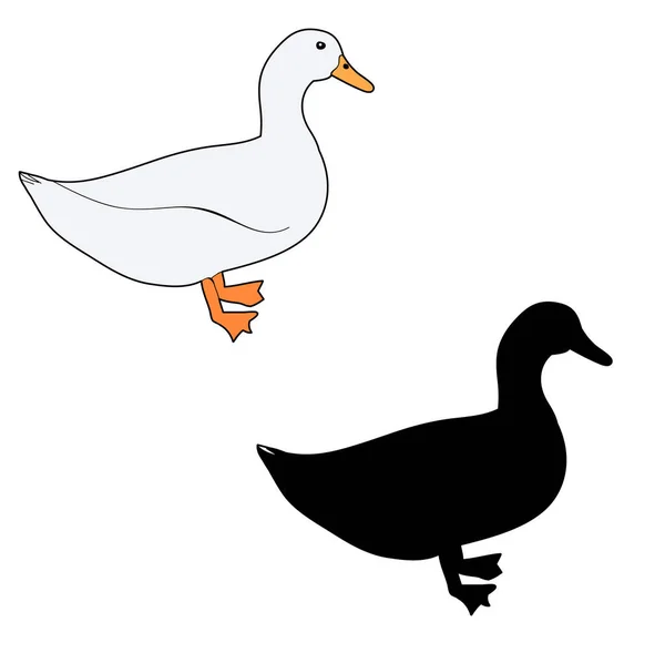 Vecteur Silhouette Isolée Oie Canard Icône Sur Fond Blanc — Image vectorielle