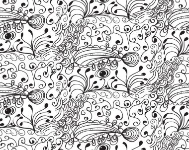 Beyaz arkaplanda zentangl pürüzsüz desen