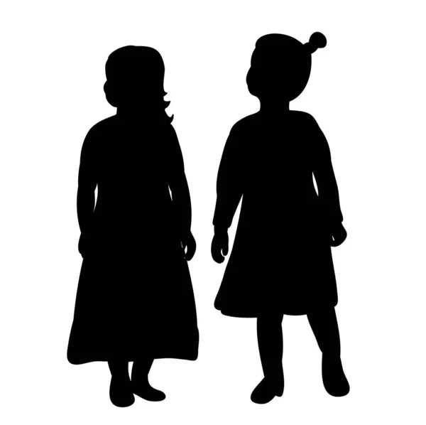 Силуэт Маленькой Девочки Дружба — стоковый вектор