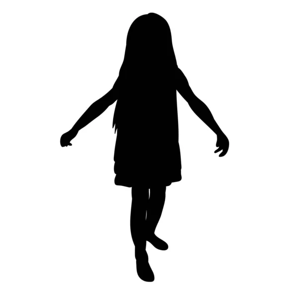 Silhouette Isolée Enfants Petite Fille — Image vectorielle