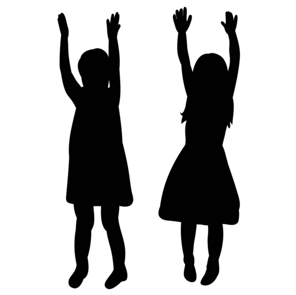 Vektor Isolierte Silhouette Kinder Kleine Mädchen — Stockvektor