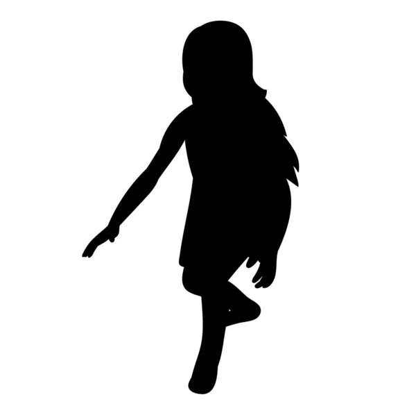 Vektor Isoliert Silhouette Kinder Kleines Mädchen — Stockvektor