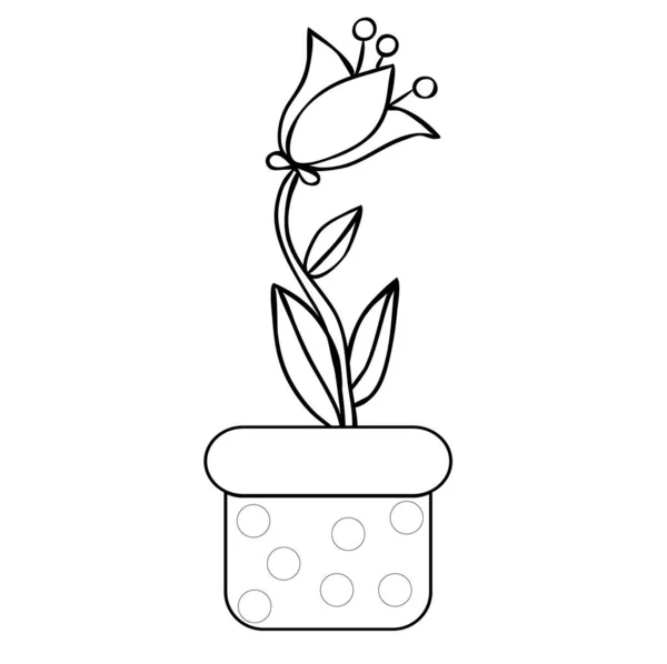 Fleur Dans Pot Livre Colorier — Image vectorielle
