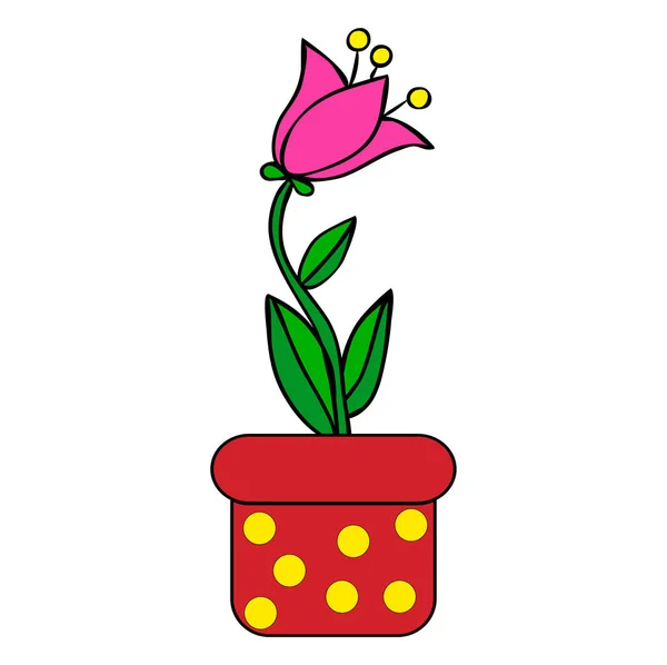 Fleur Dans Pot Simple Isolé — Image vectorielle