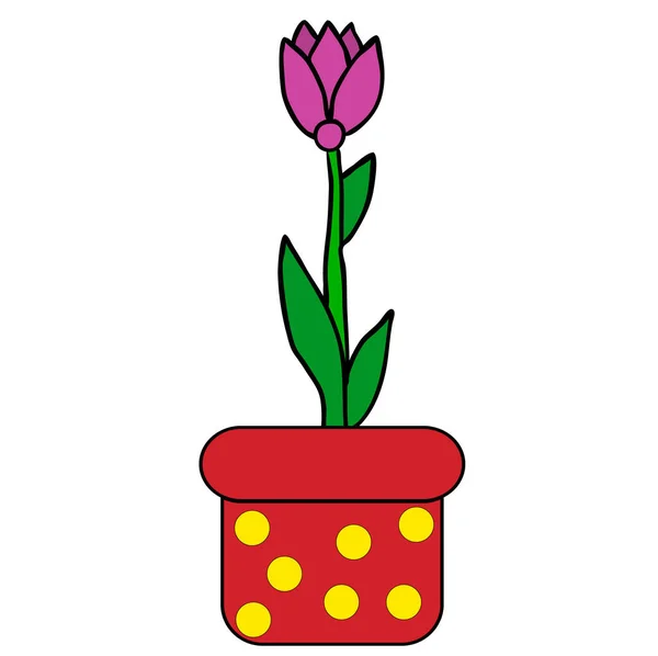 Fleur Dans Pot Simple — Image vectorielle