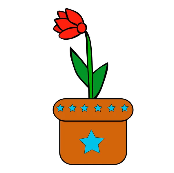 Vecteur Fleur Dans Pot Simple — Image vectorielle