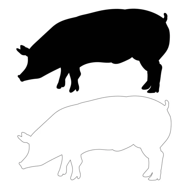 Silhouette Porc Isolée — Image vectorielle