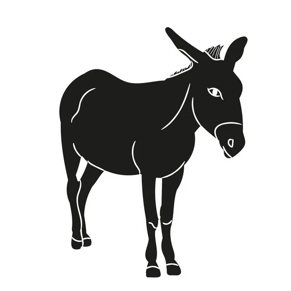 站立的驴的孤立的轮廓 — 图库矢量图片