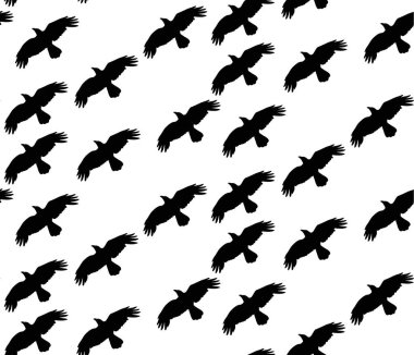 Beyaz arka planda uçan kuşların silueti olan kusursuz bir arka plan.