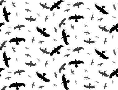 Beyaz arka planda uçan kuşların silueti olan kusursuz bir arka plan.