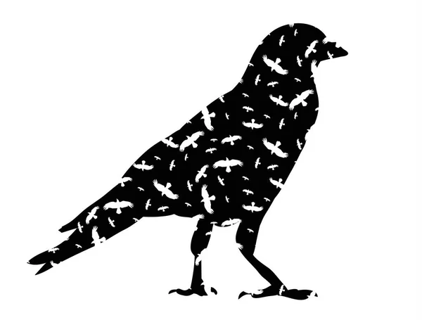 Silhouette Uccello Corvo Icona — Vettoriale Stock