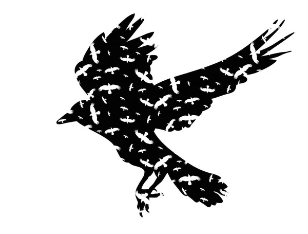 Silhouette Des Mouches Corbeau — Image vectorielle