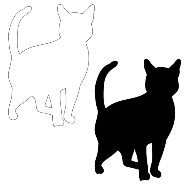 Silhouette Katze Stehender Vektor — Stockvektor