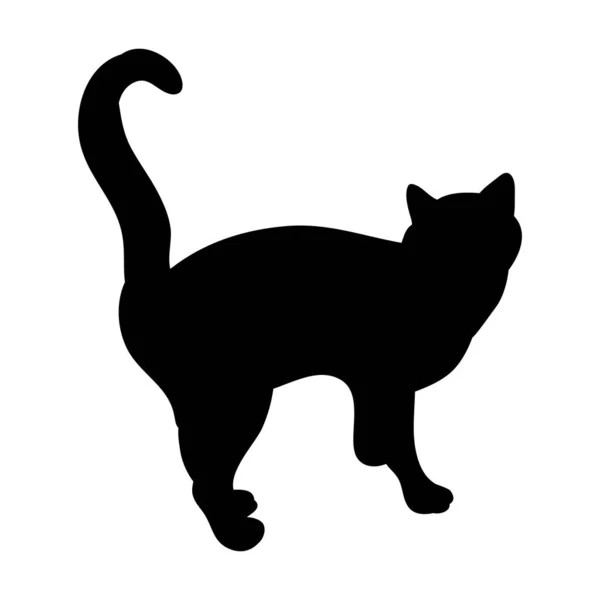 Elszigetelt Fekete Sziluett Egy Macska Áll — Stock Vector