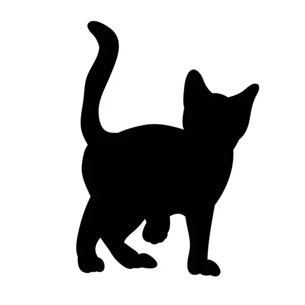 Izolovaná Silueta Kočka Stojící — Stockový vektor