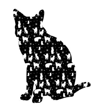 vektör, izole edilmiş siluet kedi oturuyor