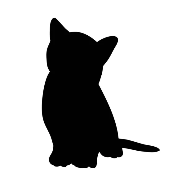 Isolée Silhouette Noire Chat Assis — Image vectorielle