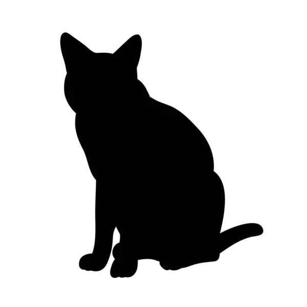 Silhuett Katt Sittande Vektor Isolerad — Stock vektor