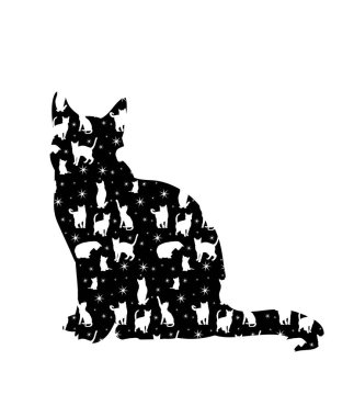  Oturan bir kedinin silüeti