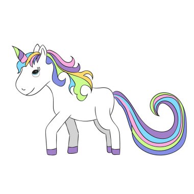 vektör, izole edilmiş, tek boynuzlu at, karakter