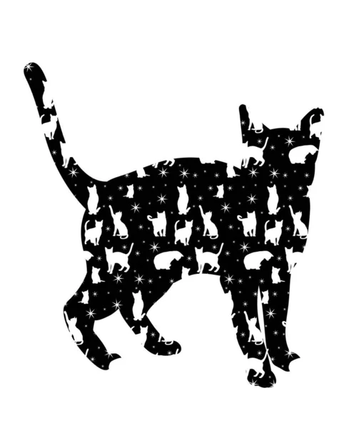 Vektor Isolierte Silhouette Katze Stehend — Stockvektor